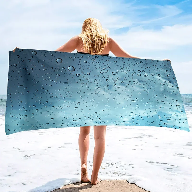 Beach Towel with Raindrops on Glass, Oversized Sand Free, Quick Dry, Extra Large Turkish Towel, Light Travel  Water Drop