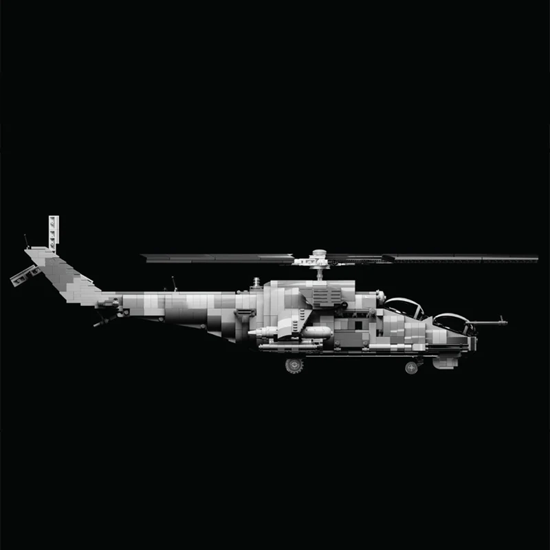 qwert Mi-24P Attack Helicopter Model MOC Building Bricks War Equipment Modular Technology Gifts Holiday Assemble Children Toys