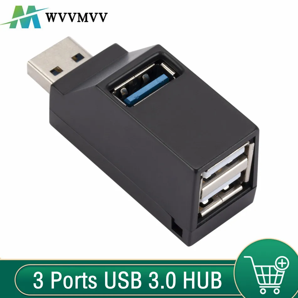 WvvMvv 3 Ports USB 3.0 HUB Extender Splitter Rotate USB Hub 2.0 Adapter High Speed For Computer PC Laptop Mac Mini Accessories