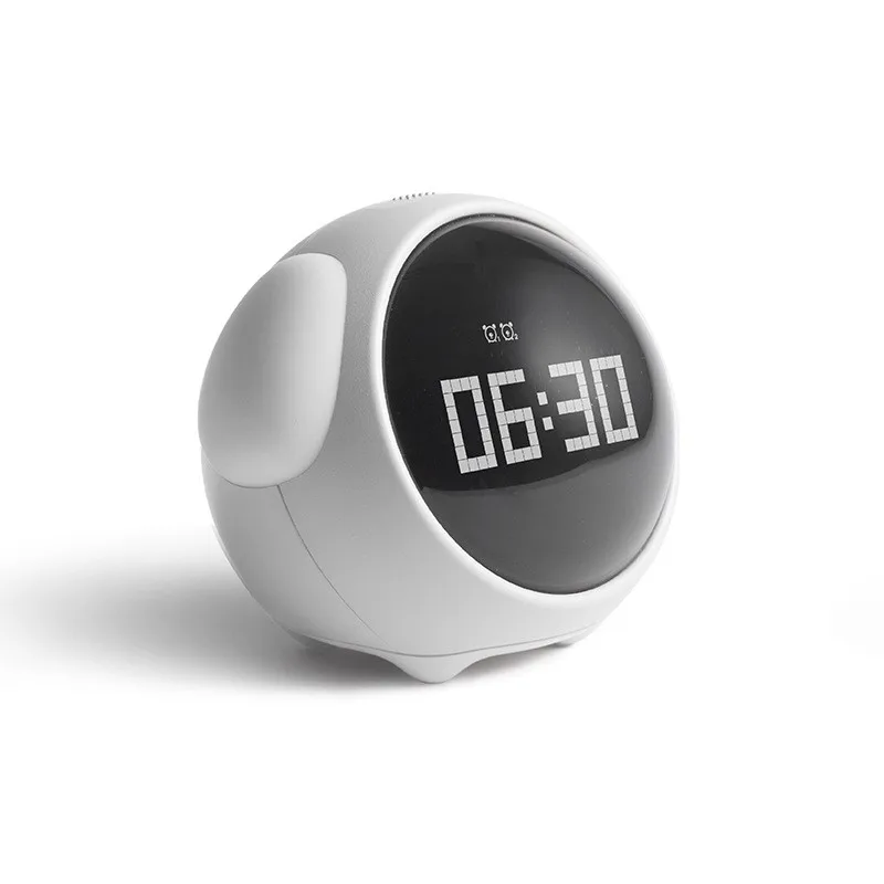 Cute Expression Pixel Alarm Clock Multi Function Digital Led Voice Controlled Light Bedside Thermometer Clock Home