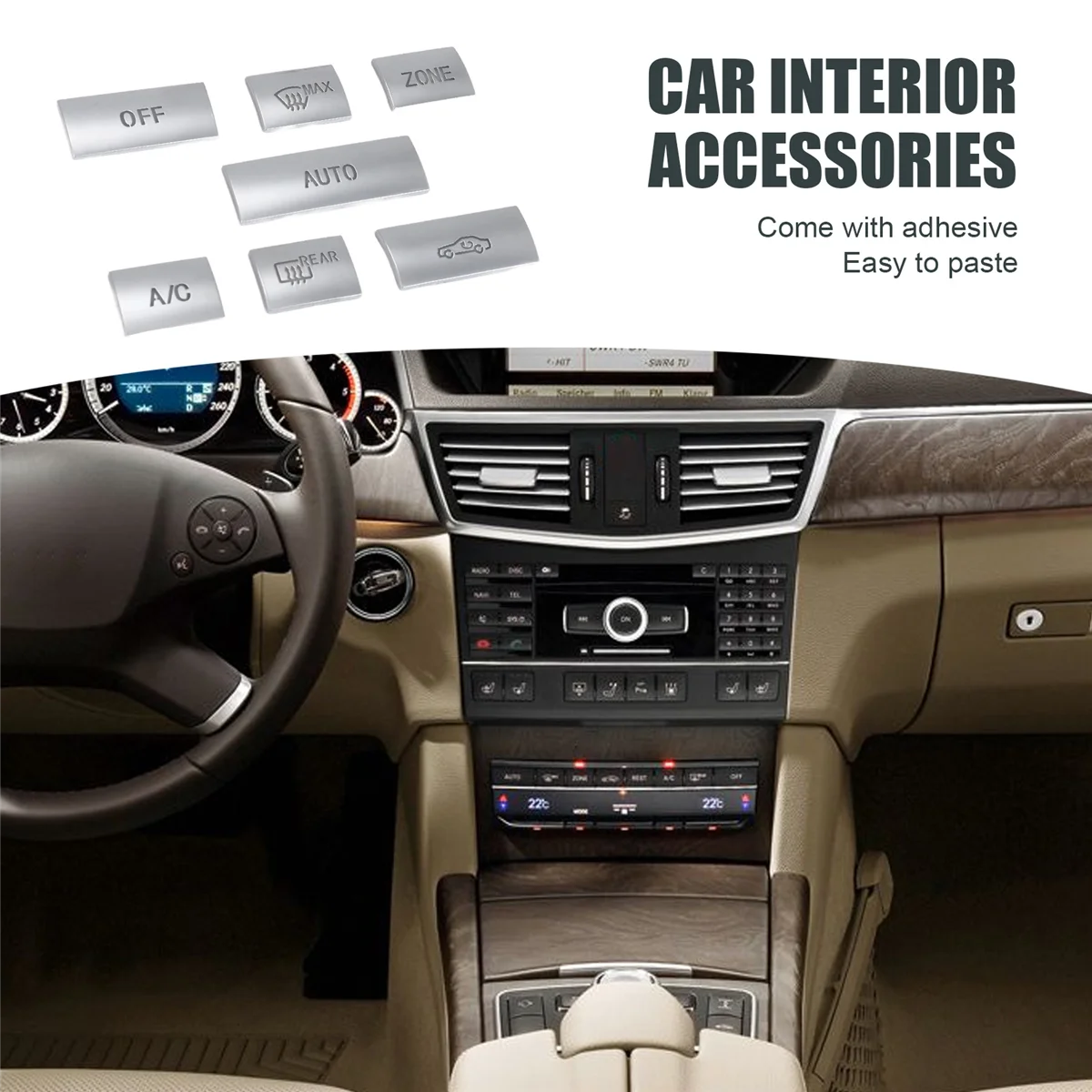 غطاء تزيين أزرار تكييف الهواء لوحدة التحكم في السيارة ، تشذيب Benz E Class ، W212 ، C207 ، من من من أجل الملحقات الداخلية A