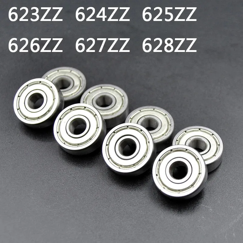 Rodamientos de bolas 623ZZ, 624ZZ, 625ZZ, 626ZZ, 627ZZ, rodamientos en miniatura de ranura profunda para monopatín, scooter, impresoras 3D, 10 Uds.