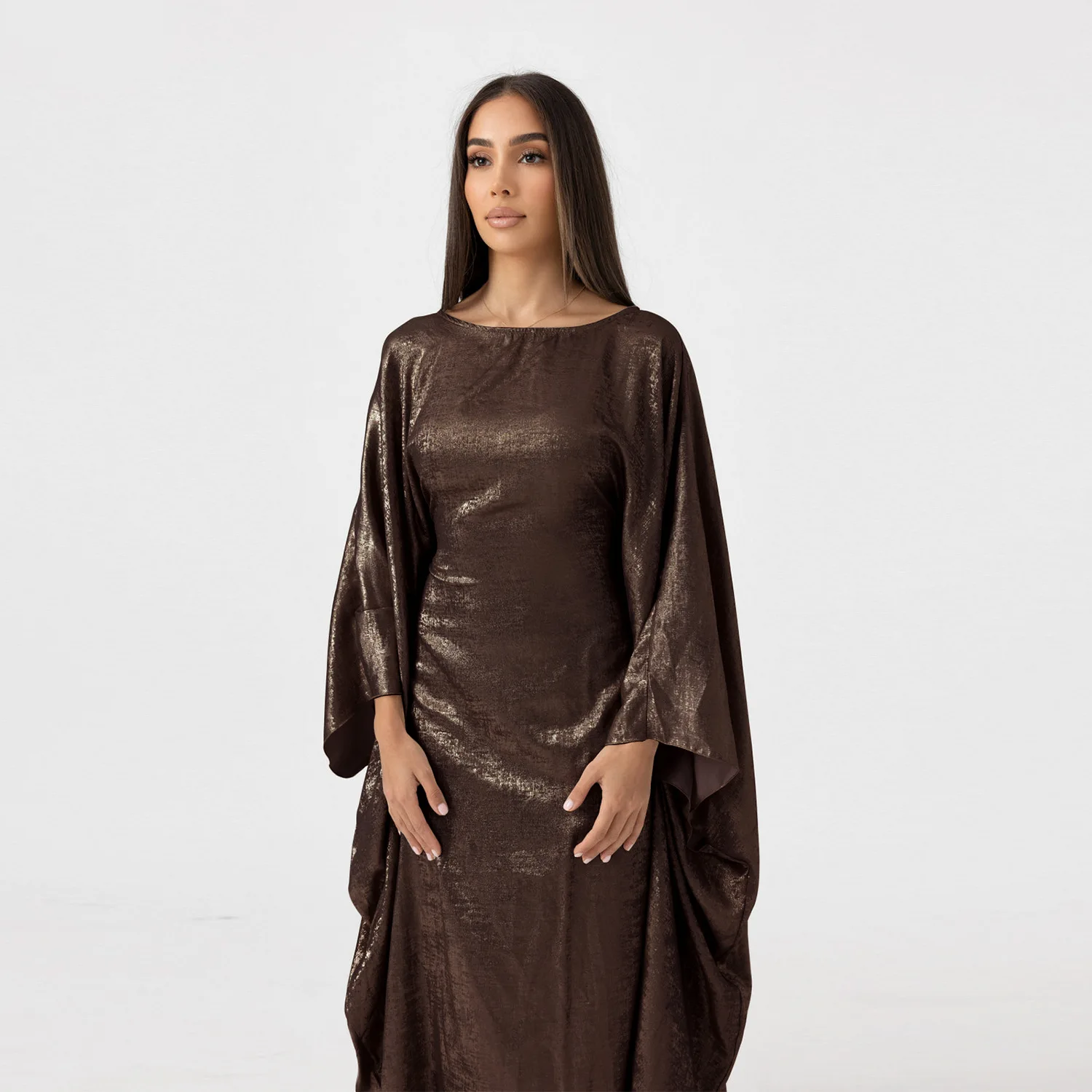 Shiny Modest Fashion Women Muslim Dress with Tie Belt Holiday Outfit Islamic Clothing Butterfly Kaftan Caftan Long Abaya Robes