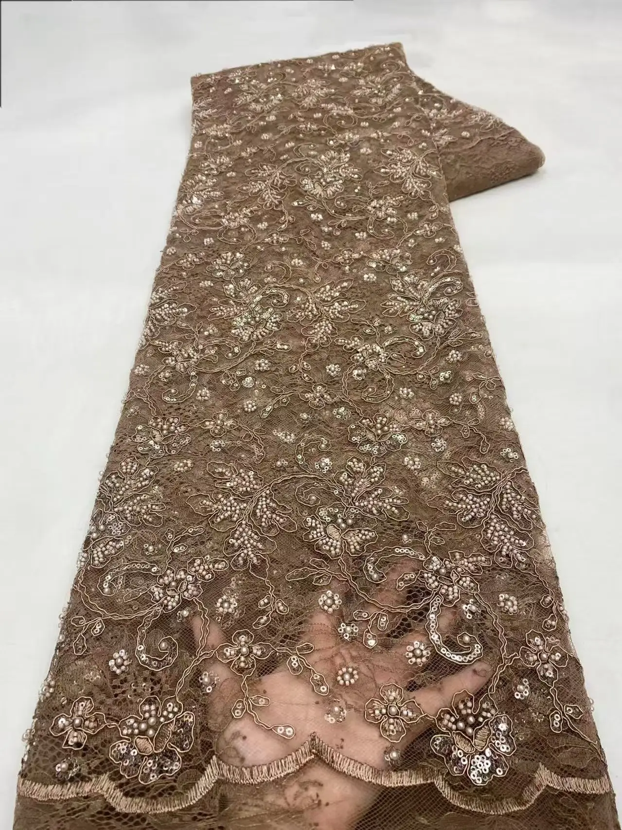 

Роскошная африканская кружевная ткань с блестками и бисером, новинка 2026, высокое качество, нигерийская свадебная вышивка для жениха, французский тюль, материалы