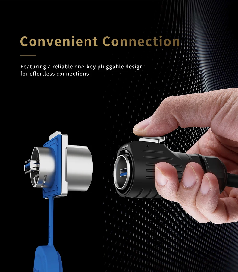 IP68 Wasserdichter LP24 USB3.0 Stecker-Buchse-Verbinder M24 Flanschanschluss Schnell-Lade- und Datensynchronisationsadapter mit 0,6m Kabel – Detail 5