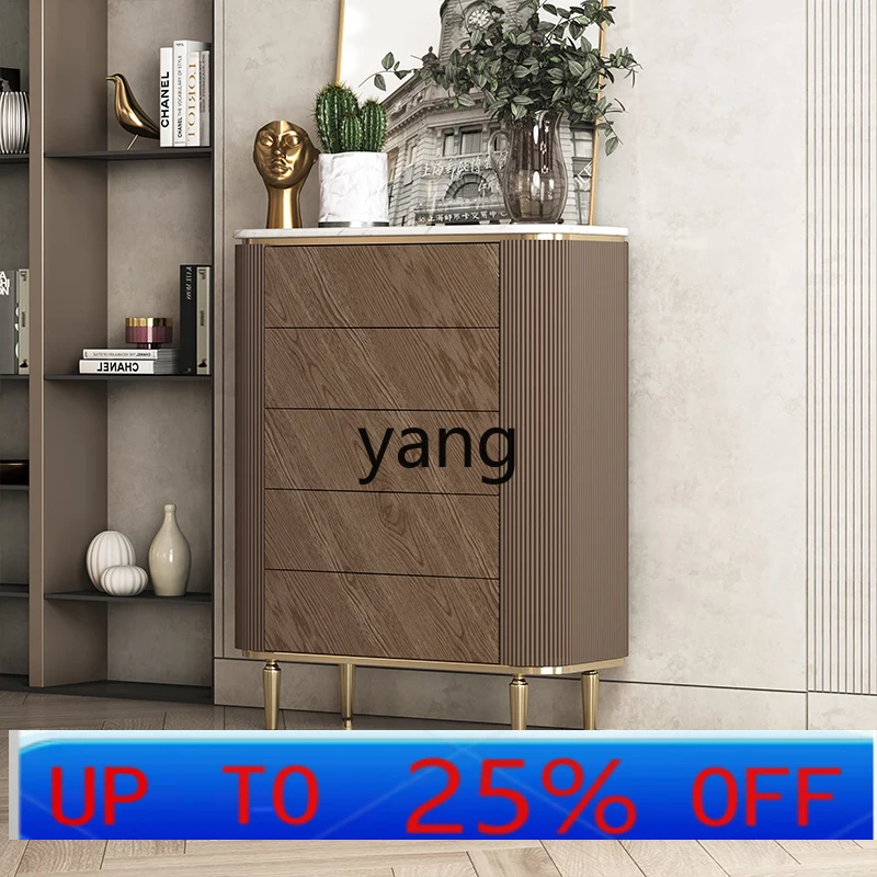 

LTT light luxury chest living room stainless steel retro storage side cabinet