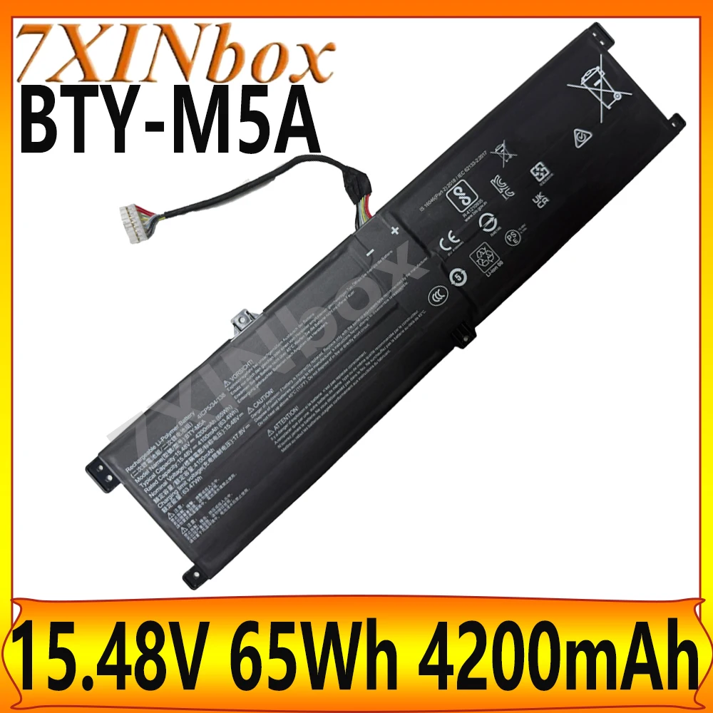 

7XINbox Новый аккумулятор для ноутбука BTY-M5A 15,48 В 65 Втч 4200 мАч для MSI Sword 16 17 HX B14VEKG B14VGKG CREATOR M16 HX C14VEG C14VFG C14VG