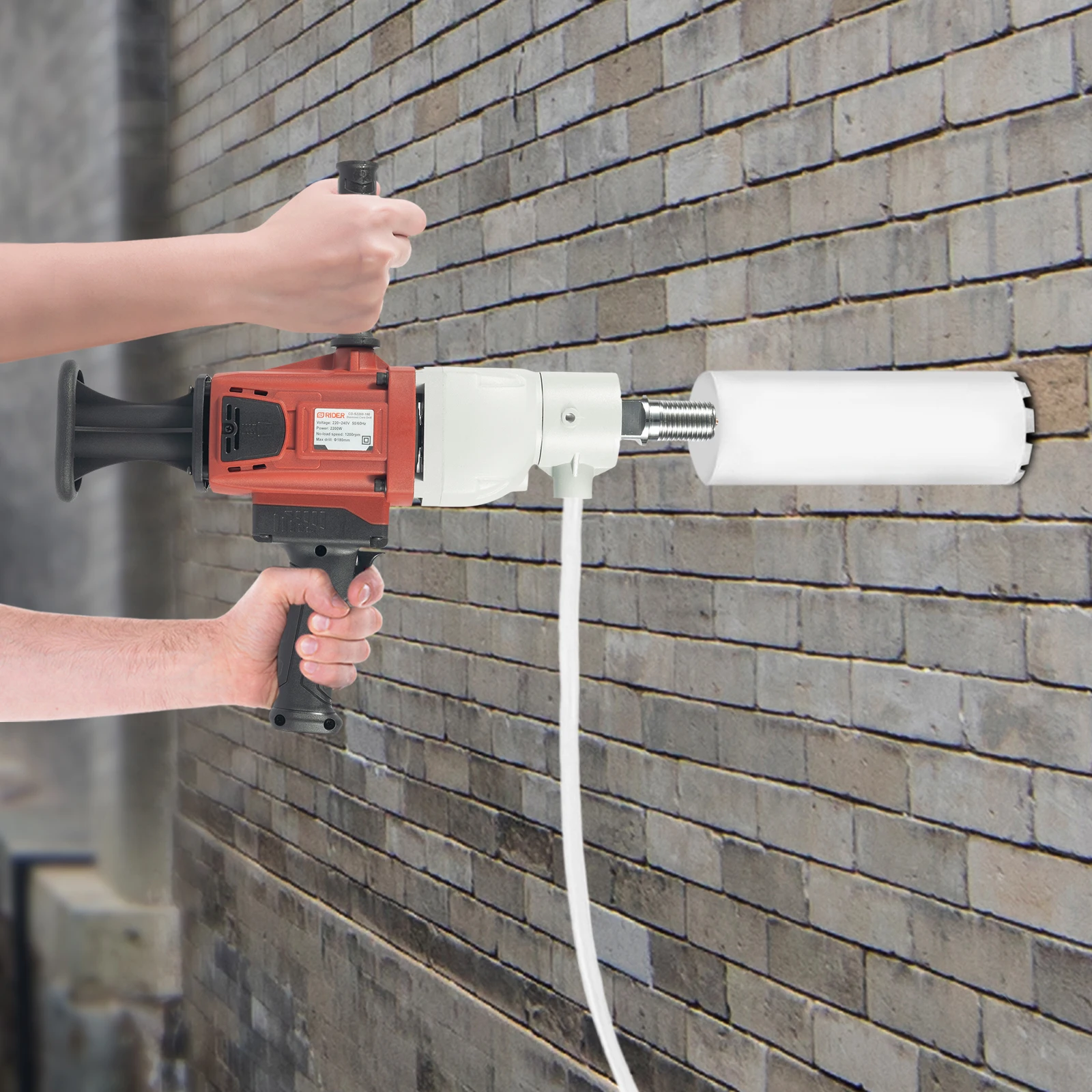 Perceuse à béton 2200W, machine de forage murale portative, perceuse à noyau humide et sec avec support pour béton armé, briques, tuyaux, AC