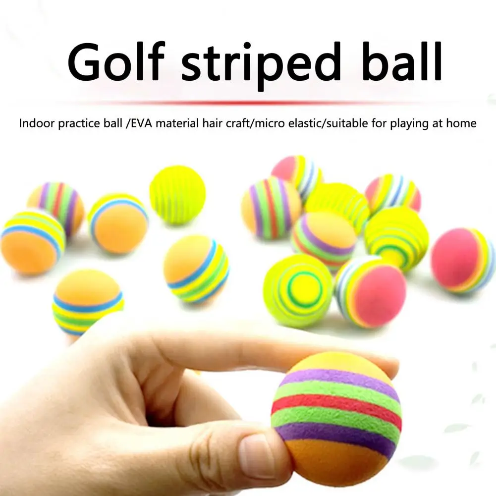 10Pcs Rainbow Stripe Foam Sponge Multi-purpose Golf Foam Ball Golf Balls Swing Practice Training Aids Ball Golf Accessories