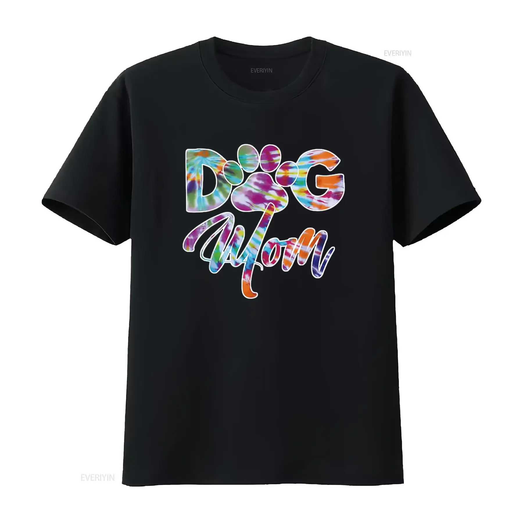 Ropa Tie Dye Dog Mom para mujer, camiseta con estampado de pata de amante, Top informal lavado vintage grande negro 3X para uso diario