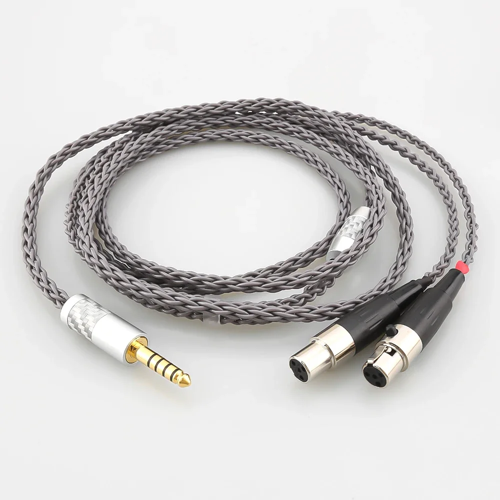 8 núcleos de alta fidelidade 4pin upoc 2.5 4.4mm xlr balanceado fone de ouvido cabo atualização banhado a prata para audeze lcd 3 LCD-2 lcd2 LCD-4