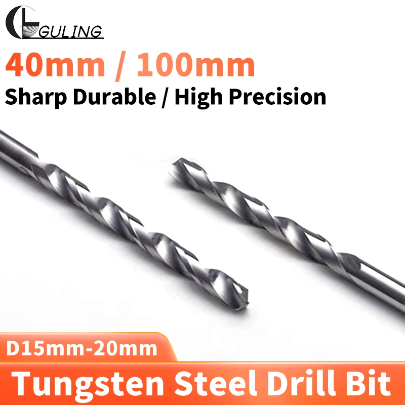 

GULING 1PCS Solid Tungsten Carbide Drill Bits For CNC 15mm-20mm Bits CNC Hole Machining Tool For Aluminum 40mm/100mm