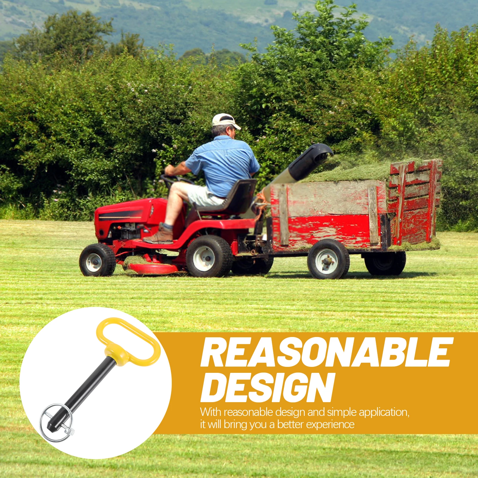 

Штифт сцепного устройства прицепа 5, 8X4, желтые аксессуары для газонокосилок, прочный буксировочный крюк из нержавеющей стали, подходит для приемников, садовых инструментов, прицепа