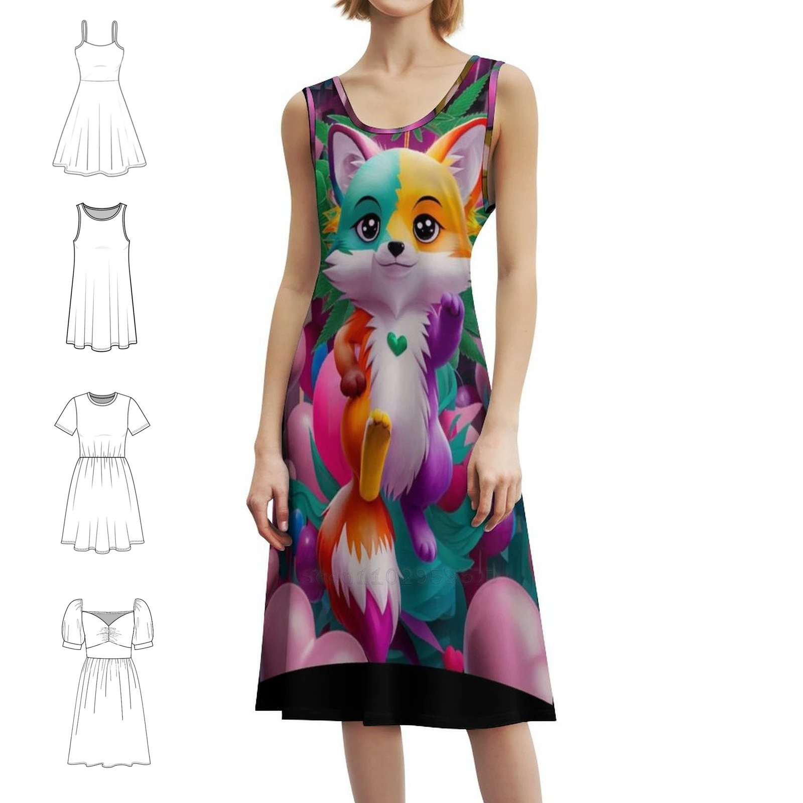 

Портрет лисы. Повседневное платье Happy Fox в корейском стиле для женщин, простые повседневные офисные женские платья Fox Lover Mystical Fox Woodland