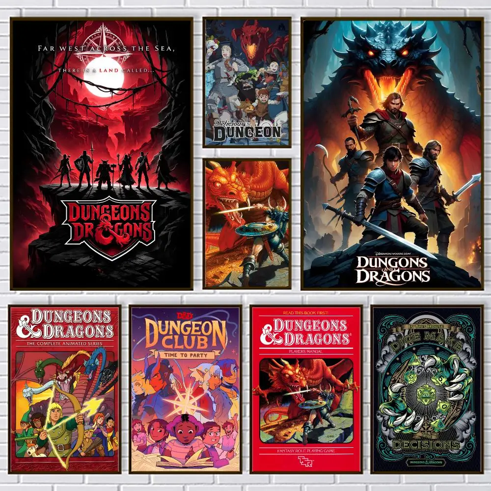 Game D-Dungeons and Dragons Poster PP Paper Wall Art for Living Rooms Bars Cafes Stylish Home Decor Gift