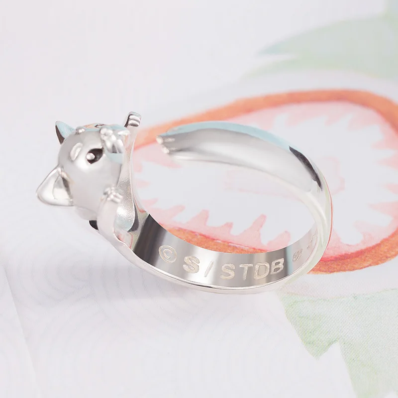 Gintama sadaharu anel feminino prata 925 anéis de dedo cosplay papel kagura gintoki anime cos figura bonito anel jóias acessórios