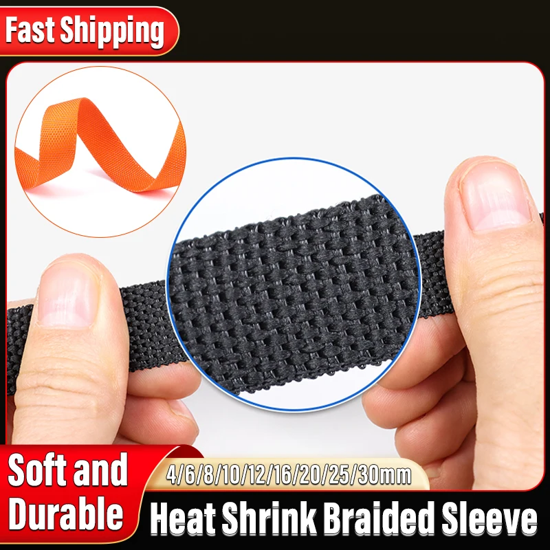 

Red Black Heat Shrink Braided Sleeve 4/6/8/10/12/16/20/25/30mm PET Insulated Wire Wrap Sheath Protection Covers Cable Sleeve