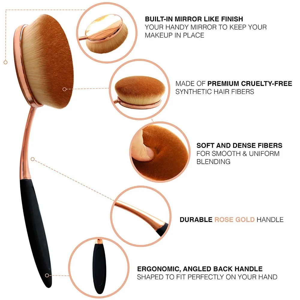 Oval Foundation Brush Large Toothbrush makeup brushes Fast Flawless Application Liquid Cream Powder Foundation