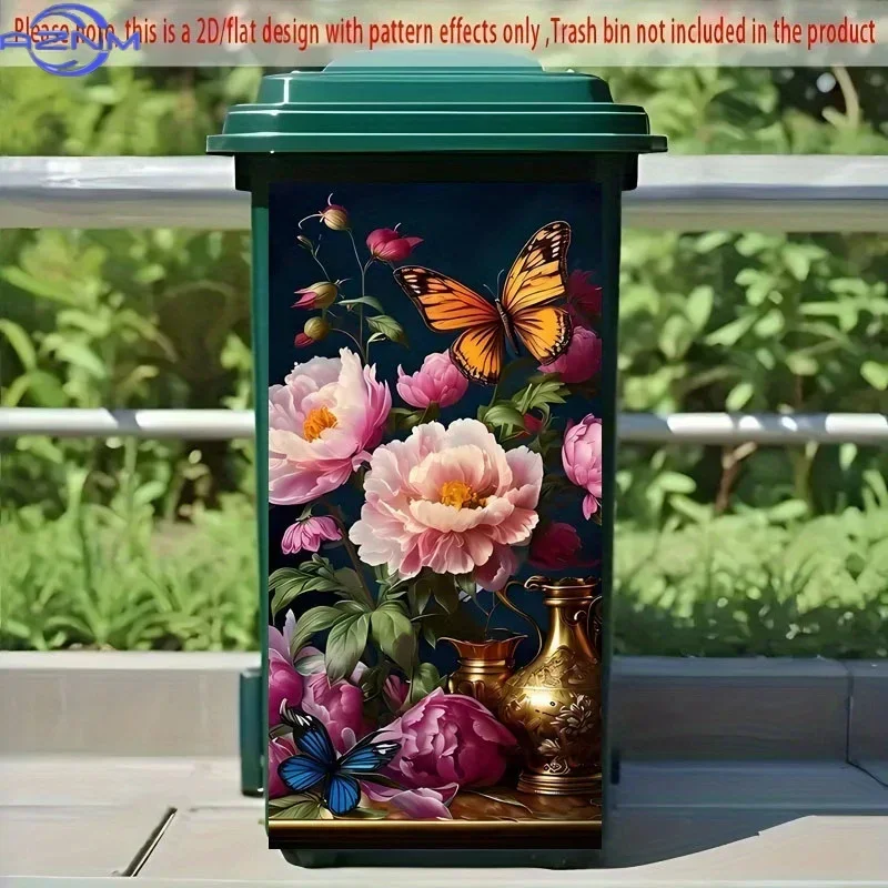 1pc of Trash Can Sticker, 37×82 Cm, Featuring a Vibrant Flower Field Design, Self-Adhesive Wallpaper for Decoration, Suitable