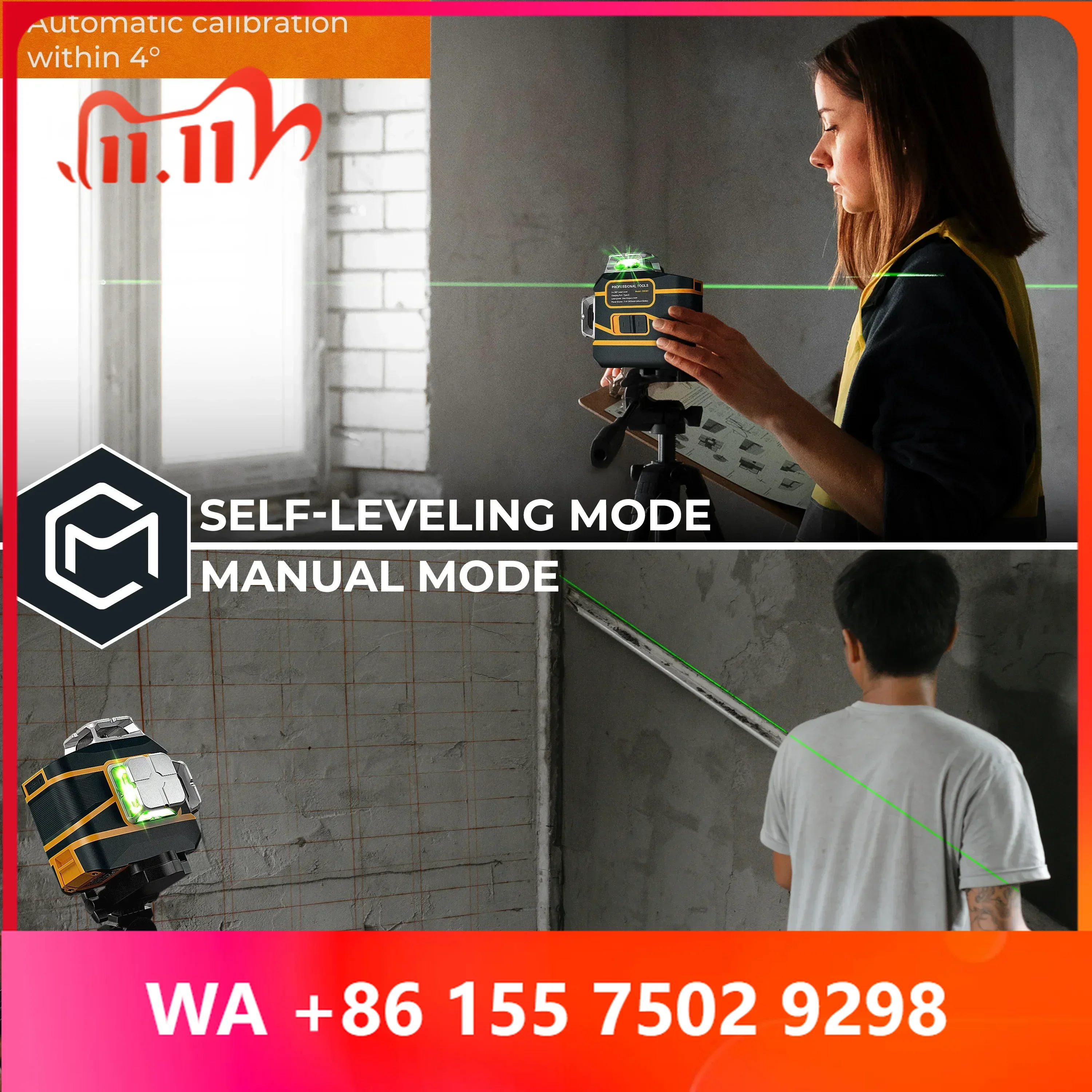 CM-801 12 Lines Leel Self-leeling 3D Auto Rotary Construction Horizontal & ertical Lazer Leel