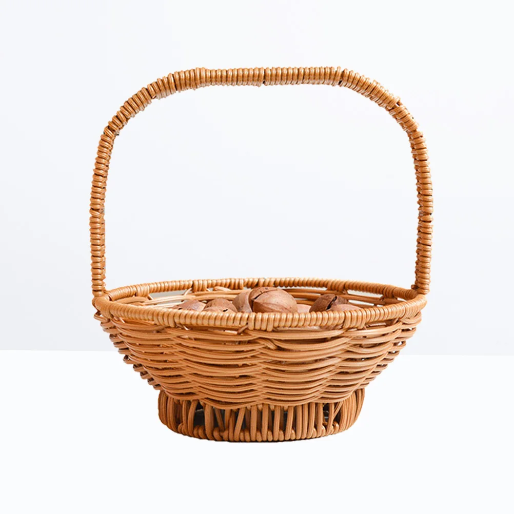 

Large Imitation Rattan Plastic Storage Basket Woven Cord Portable Fruit Vegetable Basket Smooth Safe Edges Strong