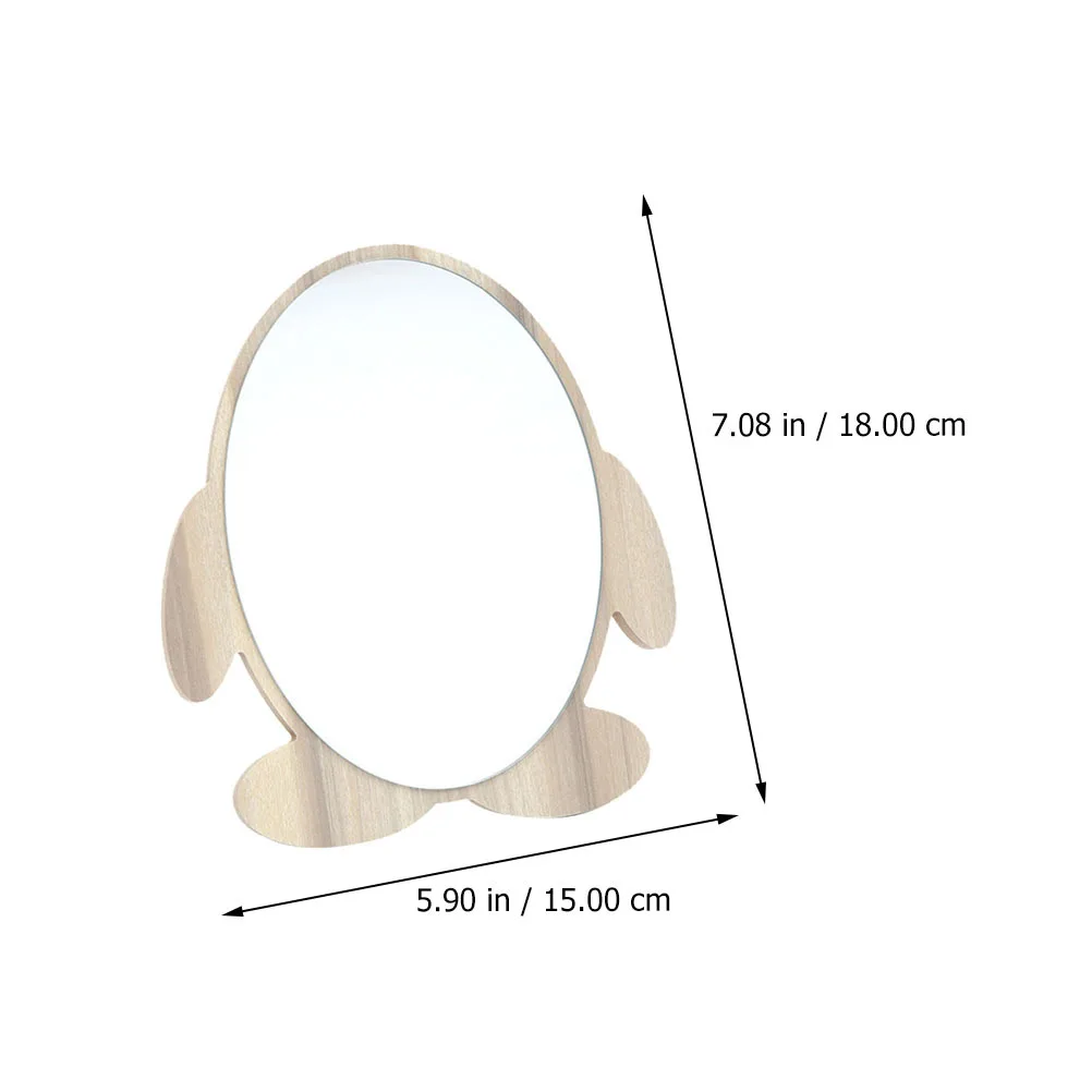 

1Pcs Wooden Makeup Mirror Desktop Decorative Mirror Solid Wood Base Clear Image Ideal for Bedroom Vanity Use