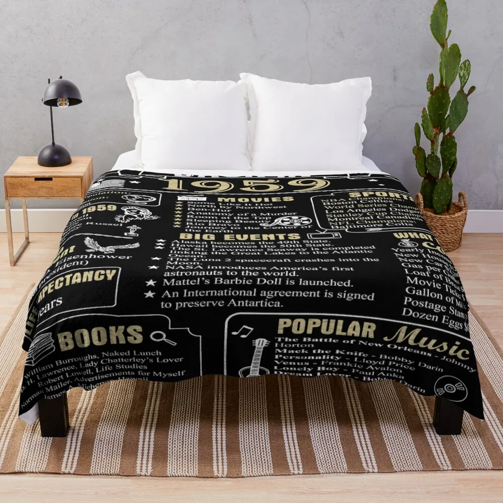 

Birthday Anniversary 1959 History Back in 1959 Throw Blanket Personalized Gift Blanket For Decorative Sofa Giant Sofa Blanket