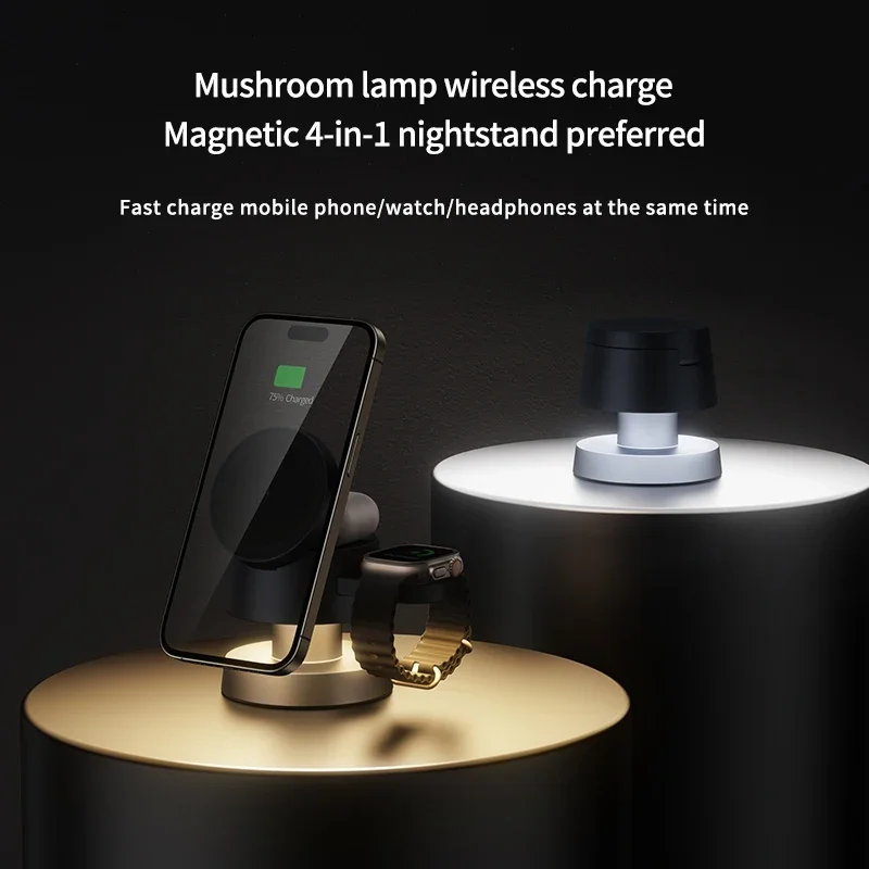 4 in 1 Magnetic Light Phone Wireless Charger Stand For iPhone 16 15 14 13 12 Pro Max Apple Watch 9 8 Airpods Pro Fast Charging image 2