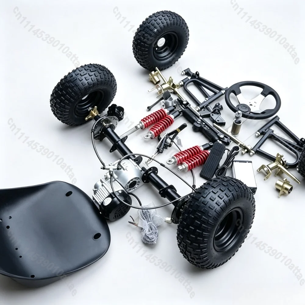 Electric Four Wheeler Kart DIY Modified Accessories Front Suspension Steering Differential Shaft Drive Motor Rear Axle 6 Inch
