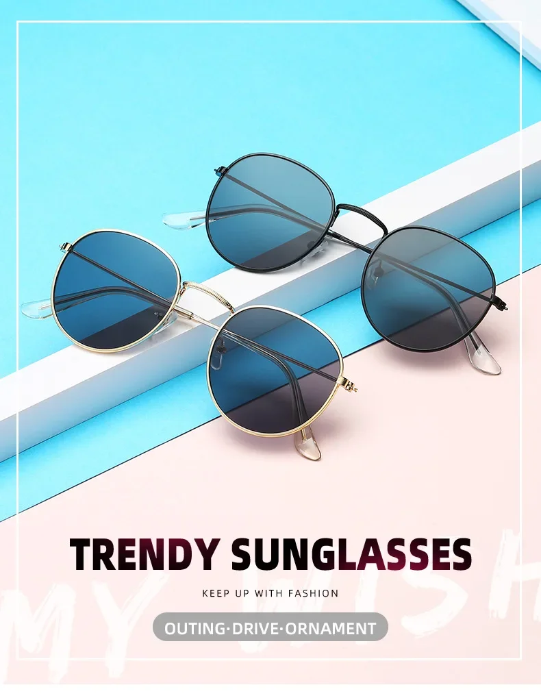 Retro owalne okulary przeciwsłoneczne damskie/męskie marka projektant vintage małe klasyczne okrągłe okulary przeciwsłoneczne na zewnątrz UV400 óculos De Sol Gafas — zdjęcie 5