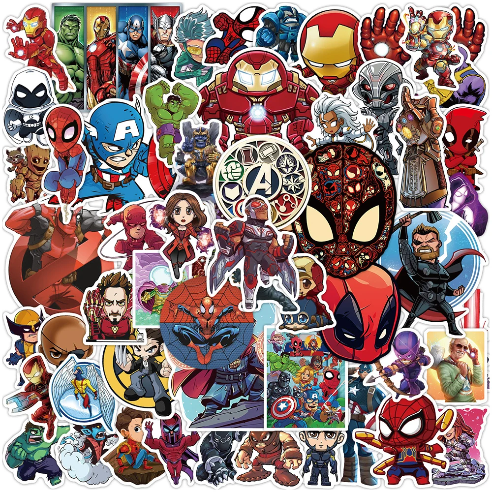 

10/30/65pcs Disney Marvel Cute The Avengers Spider Man Anime Stickers Laptop Motorcycle Car Phone Cool Waterproof Sticker Toy