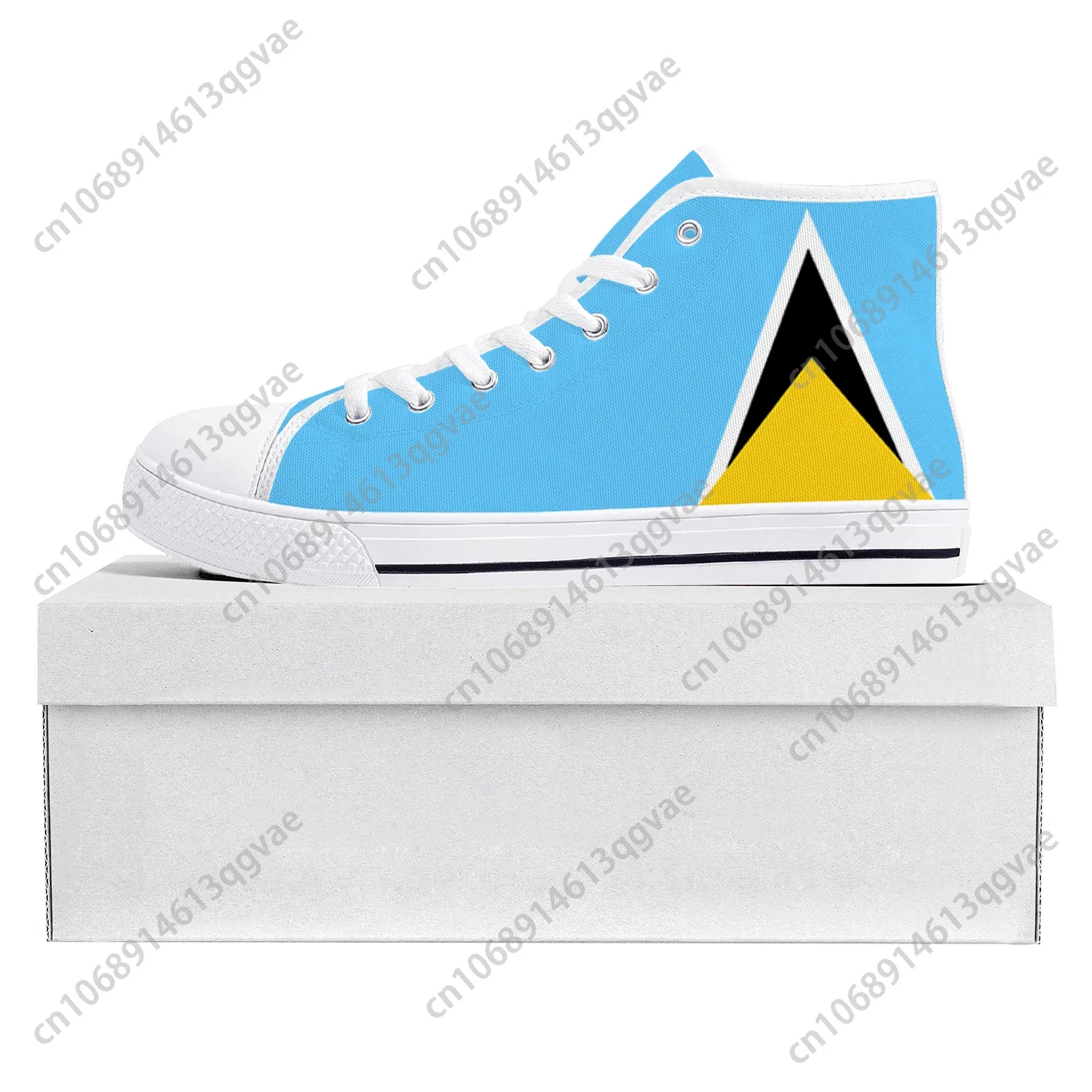 Saint Lucia Flag High Top High Quality Sneakers Mens Womens Teenager Canvas Sneaker Saint Lucia Casual Couple Shoes Custom Shoe