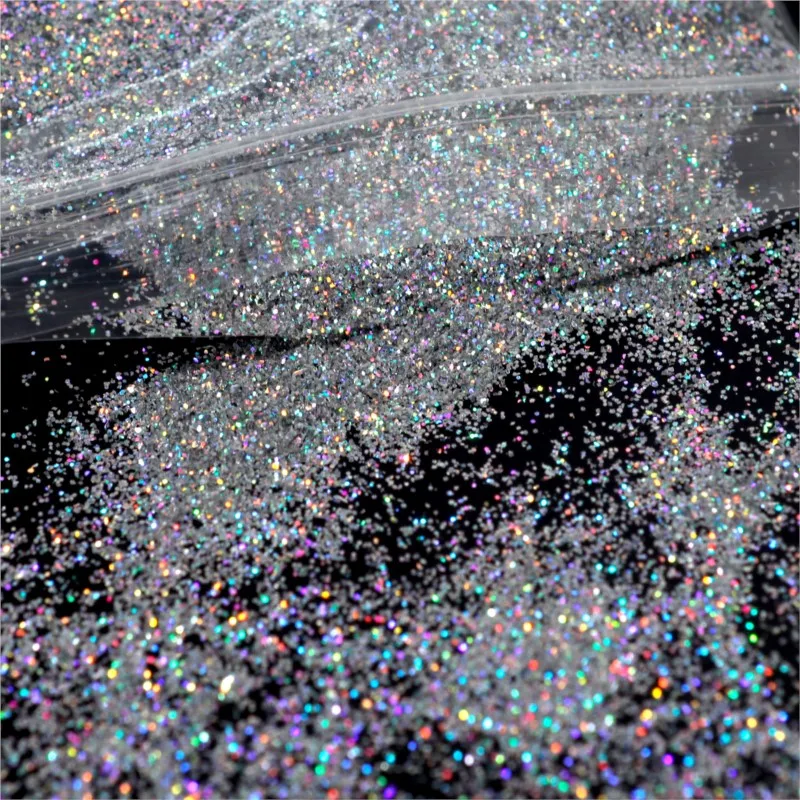 50g/Bag Laser Silver Sparkly Iridescent Nail Glitter Powder Holographic Ultra-Fine Glitter Shiny Chrome Pigment Dust for Nails