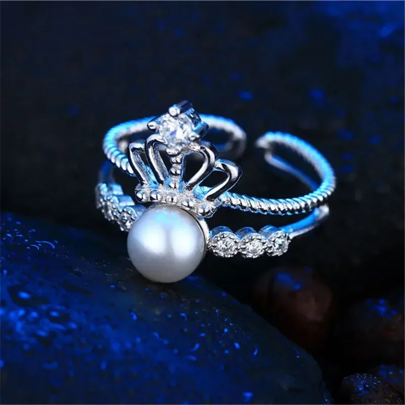 

Dainashi Freshwater Pearl Adjustable Rings for Women Queen Crown 925 Sterling Silver Rings Jewelry Gift 2025 New Arrivals