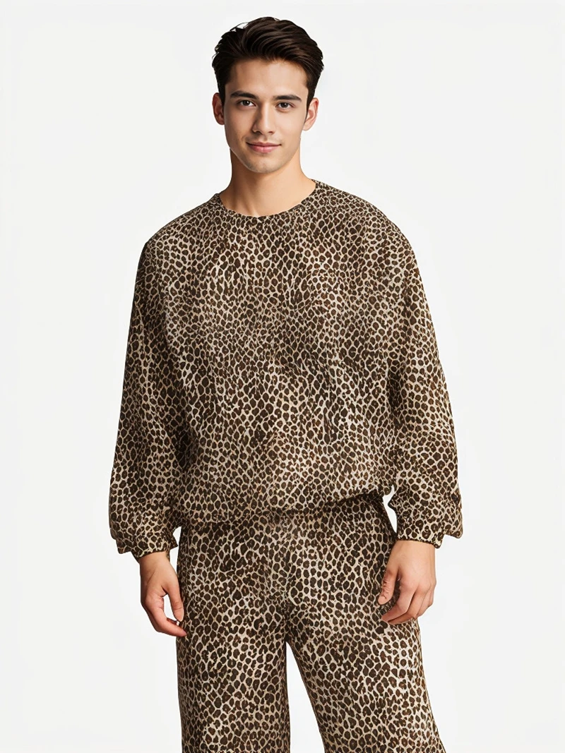autumn and winter new European and American cross-border foreign trade men and women leopard-print fashion hoodie