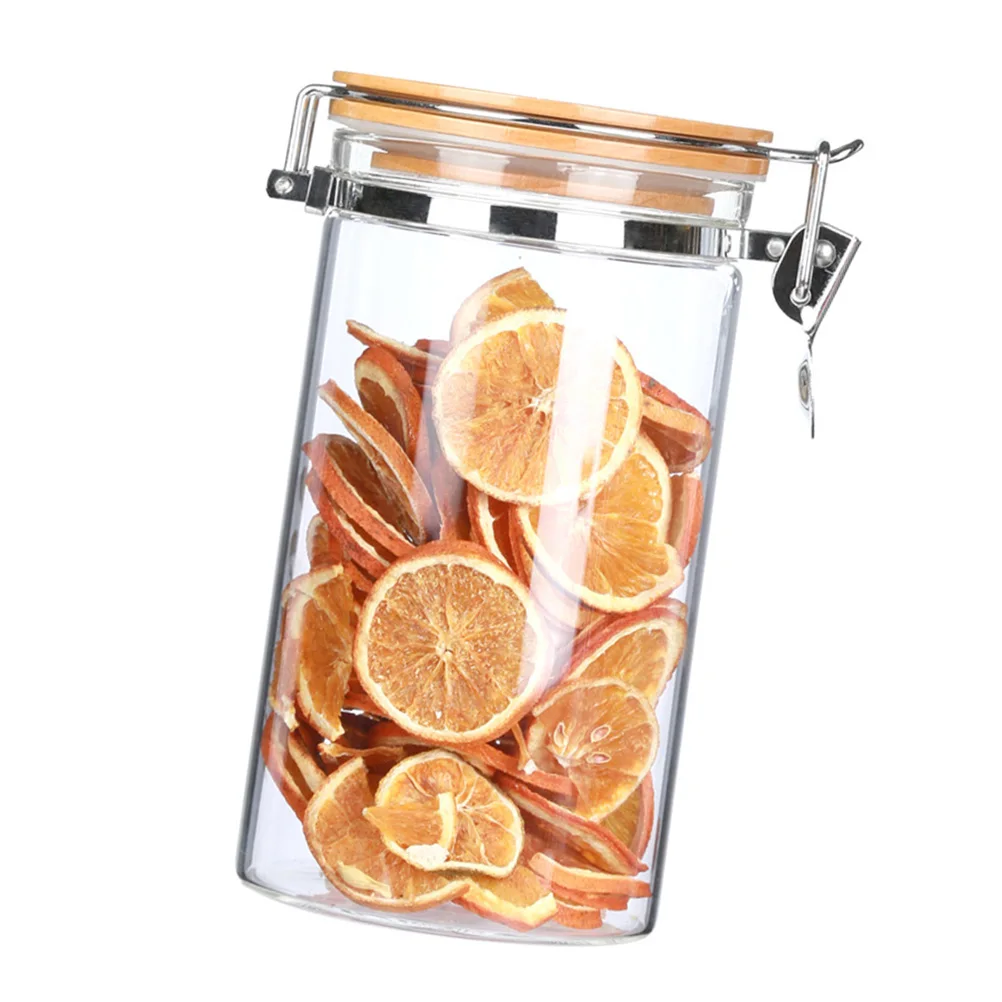 

Glass Jar Food Storage Containers Sealed Canisters Airtight Bamboo Lid Metal Tea Coffee Sugar Candy Nuts Grains
