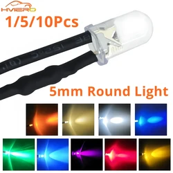 1/5/10X 5mm Luce Rotonda 20cm Pre Wired LED Diodo Emettitore Chip Lampadina Cavo DC 12V Bianco Per La Decorazione FAI DA TE Pre-saldato lampada tallone