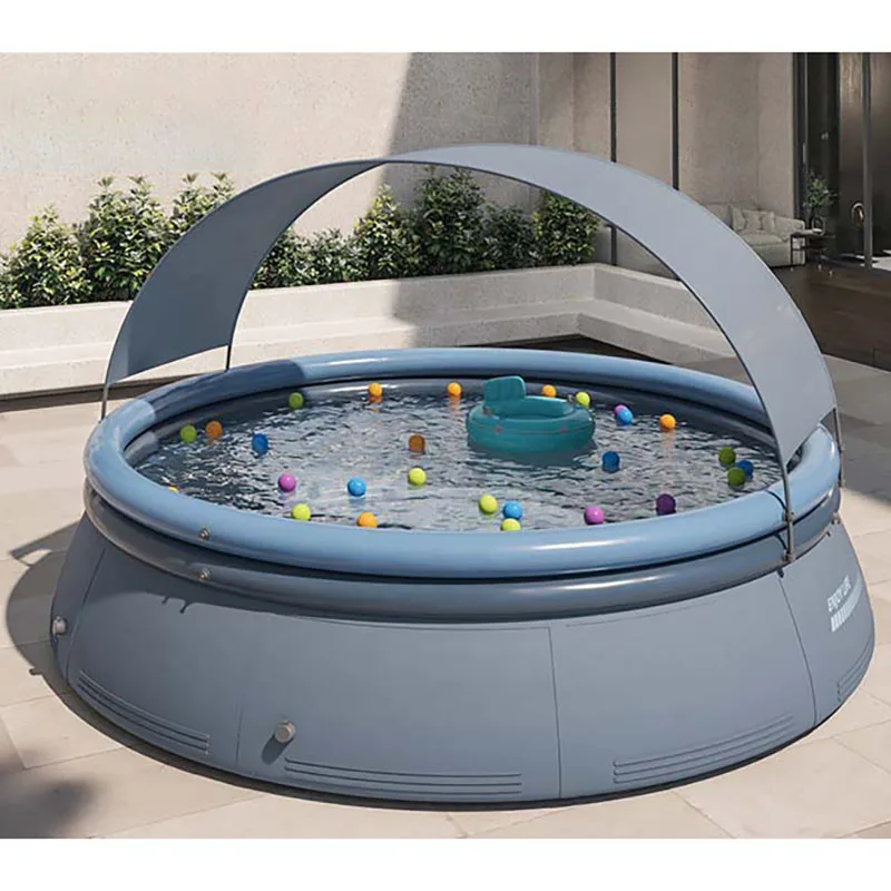 Sunshade Inflatable Circular Outdoor Folding Swimming Pool for Adults and Children 1.8/2.4/3/3.6M Including Inflation Pump