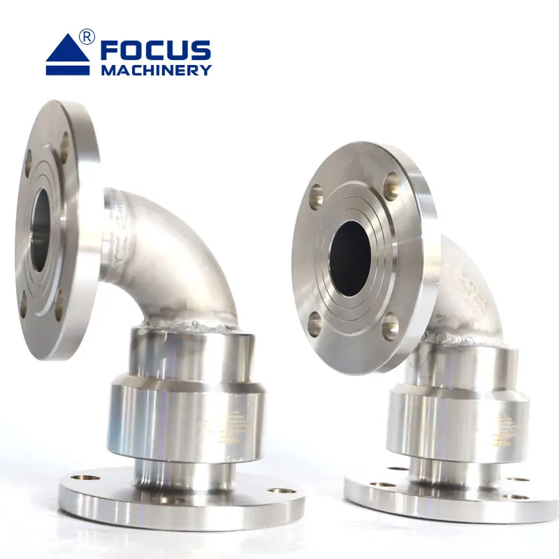 Stainless Steel Flange Connection 90° Elbow Swivel Joint Hydraulic Oil Water Rotating Swivel Union for Tower Crane Spray
