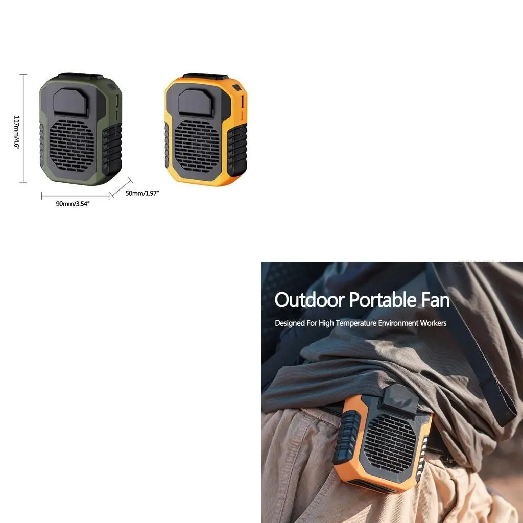 

27RB Портативный 6000 мАч Персональный мини-поясной вентилятор 3 скорости Наружный вентилятор для офиса на открытом воздухе