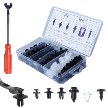100 ชิ้นกันชน Retainer คลิปรถคลิปพลาสติก Rivets Fasteners Push Retainer Kit ยอดนิยม 6 ขนาด Auto Push Pin Rivets ชุด
