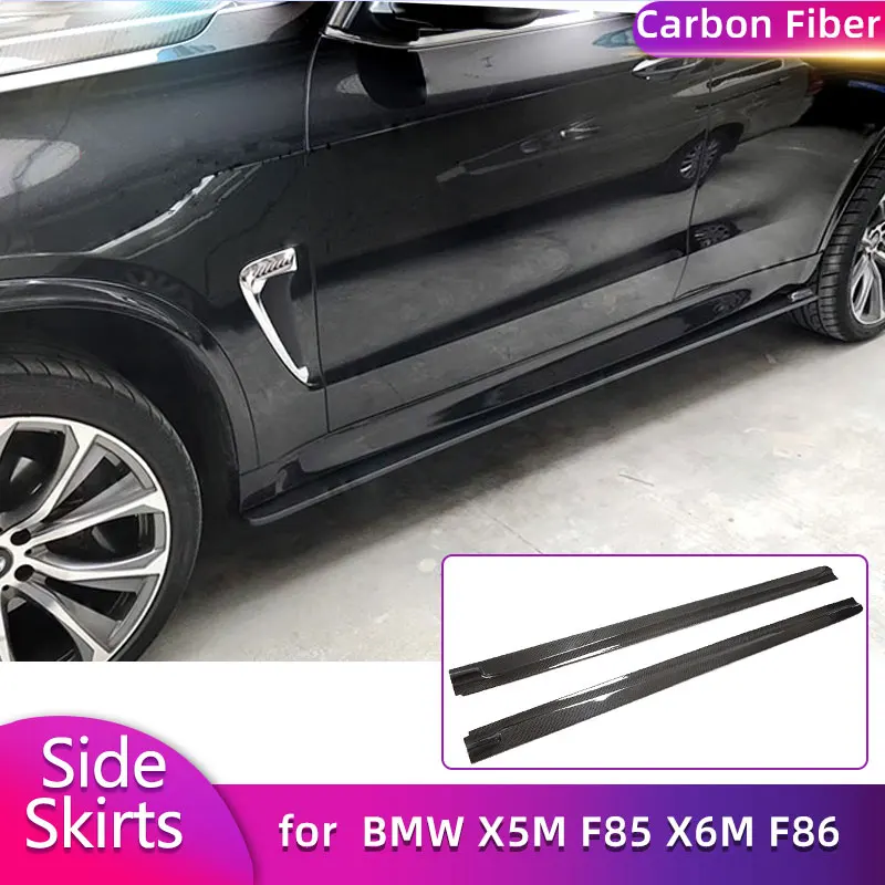 Extensiones de faldones laterales de fibra de carbono completa para BMW X5M F85 X6M F86 2015-2018, kits de carrocería para puertas laterales de coches de carreras
