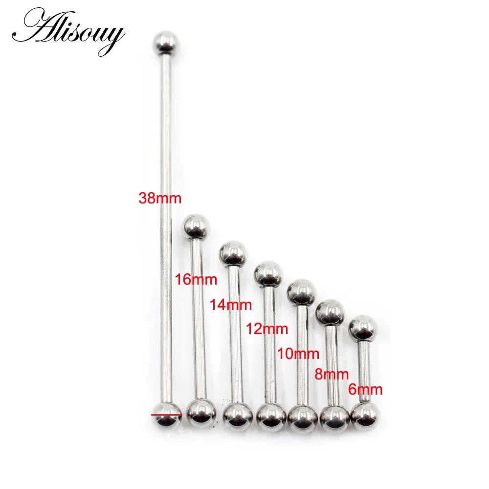 1 Piece Titanium Steel Tongue Piercings External Threaded 14G 16G Industrial Barbell Rings Length 6-38mm For chose Tragus Helix