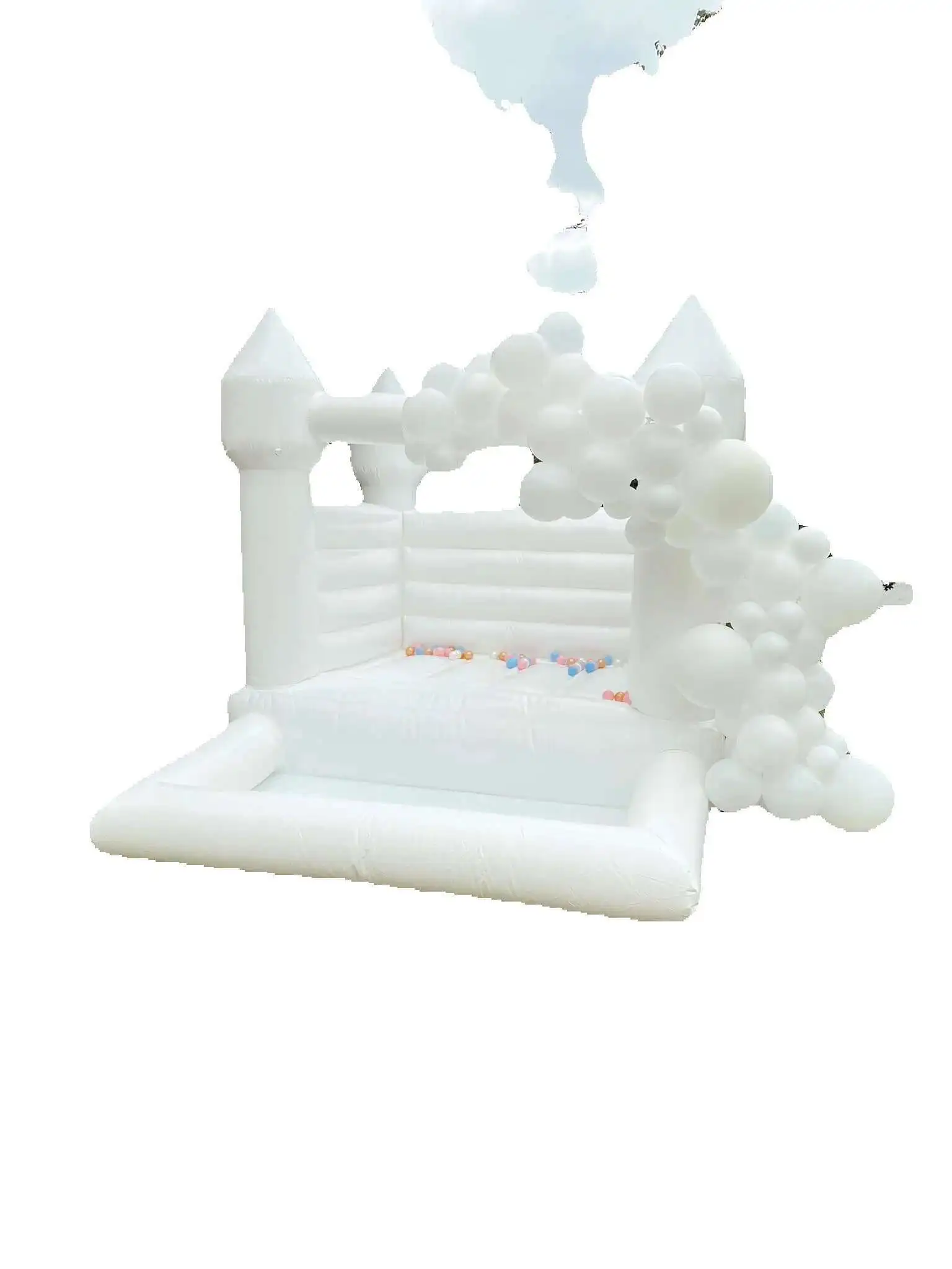 

White Mini Color PVC Iatable Bounce House Bouncy Castle With Water Pool Ball Pit
