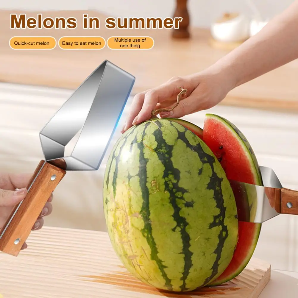 

Stainless Steel Watermelon Cutter with Protective Cover Fruit Slicer Watermelon Artifact Slicing Knife for Kitchen Home Party