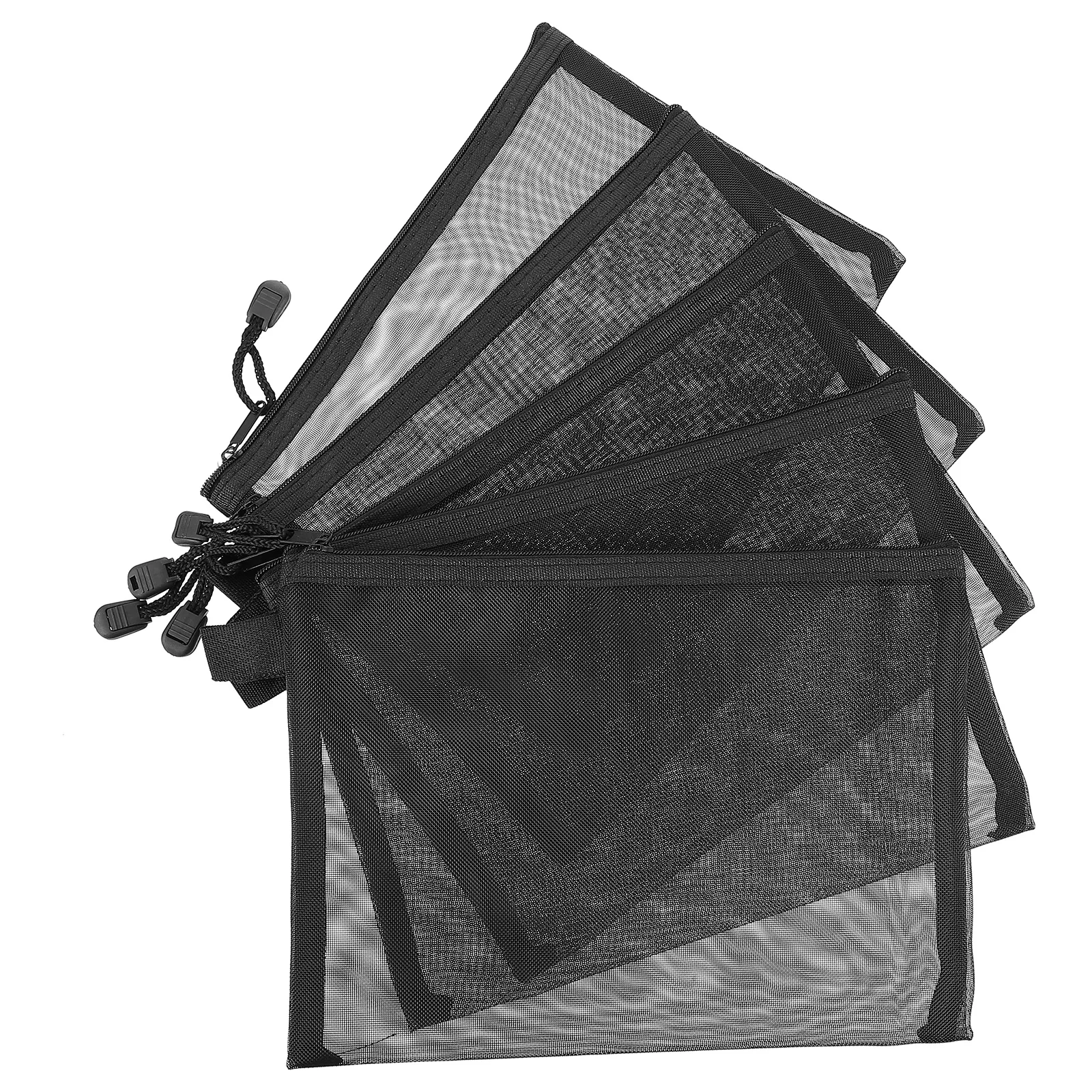 

A5 Mesh Zipper Pouch Set 15pcs Travel Makeup Bag Organizer Toiletry Pencil Bag Nylon Document Storage for School Office