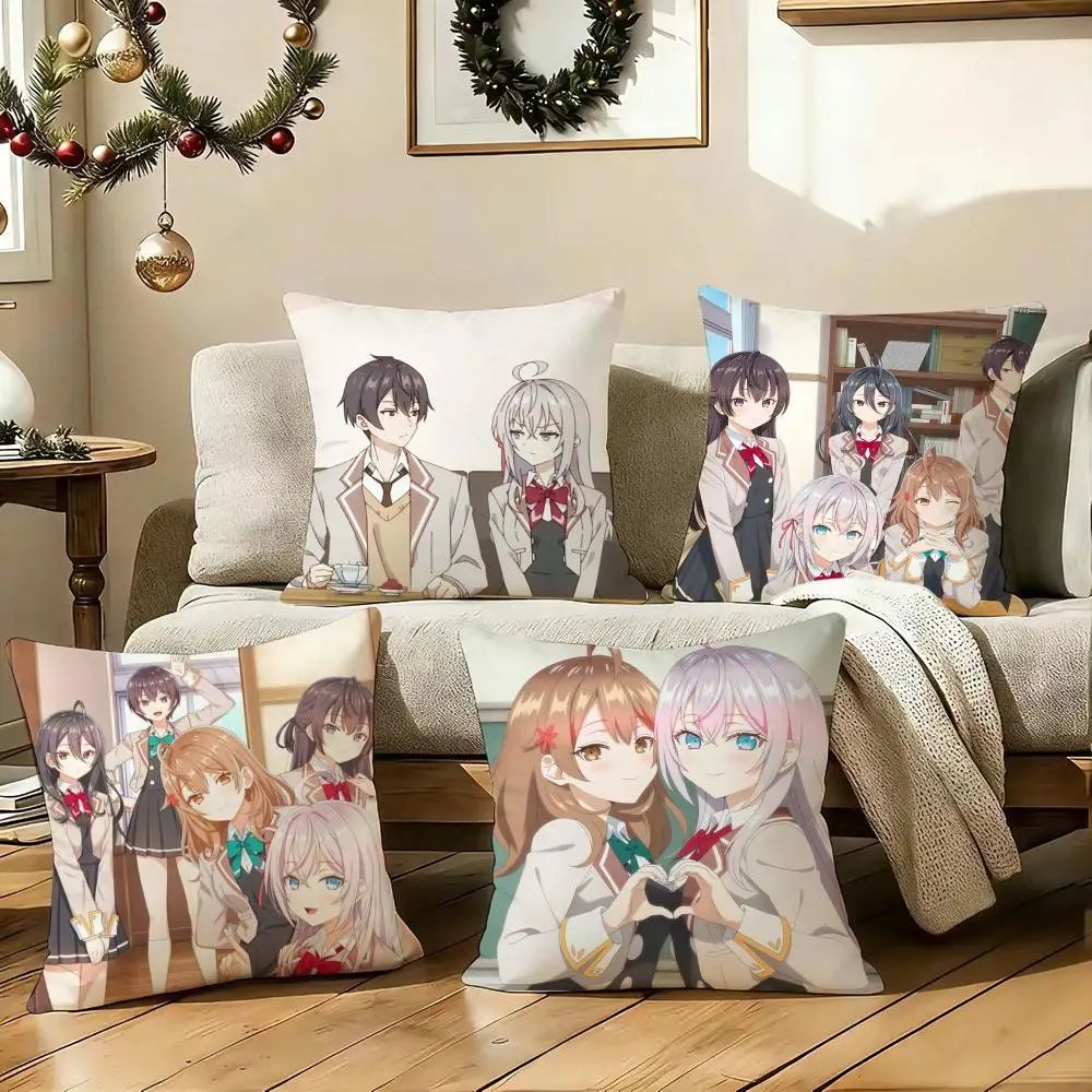 A-Alya Hides Feelings Cushion Cover Soft Plush Double-Sided Pillow Cover Cozy Sofa Cushion Case Home Gift for Living Room