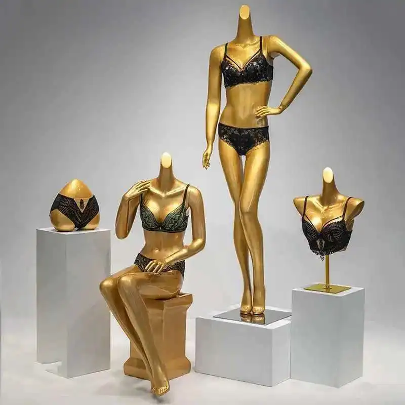 

High-end Golden Underwear Mannequin Underwear Mannequin for Women's Clothing Store Female Half-length Model Window Display Stand