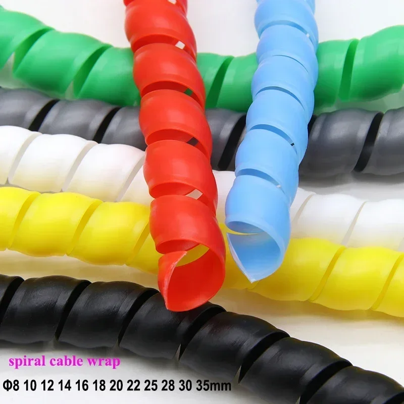 1/3M 8mm ~ 35mm Line Organizer Pipe Protection Winding Wire Protector Wiring Band Flexible Spiral Cable Wrap Tube