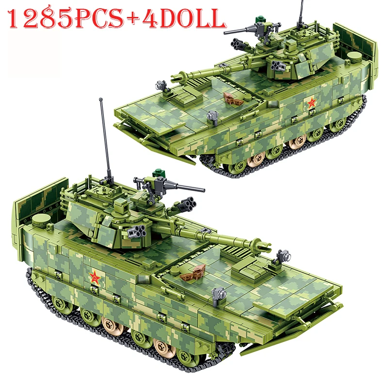 WW2 Military Tanks Building Blocks Police Challenger Leopard 2A7+ Main Battle Tank Soldier Bricks Army Toys for Children Gifts